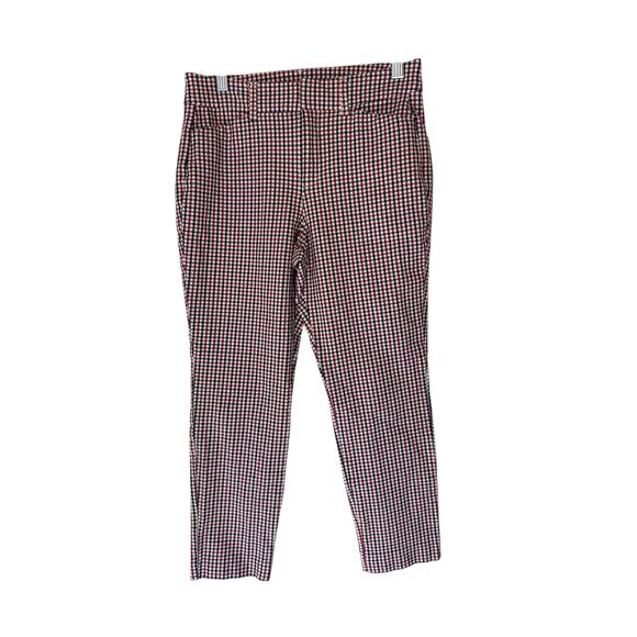 Old Navy Red Plaid Office Work Business High-Rise Pixie Pants Size 2 Petite - Picture 1 of 12
